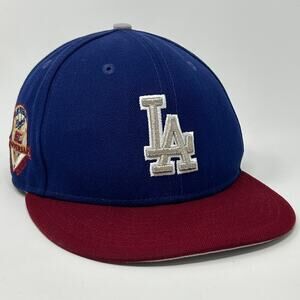 Los Angeles LA Dodgers 50th Anniv Hat Baseball Cap Blue New Era MLB Fitted 7 1/8